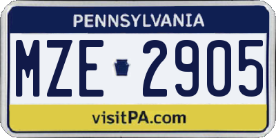 PA license plate MZE2905
