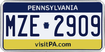 PA license plate MZE2909