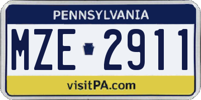 PA license plate MZE2911