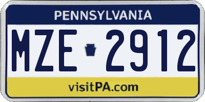PA license plate MZE2912
