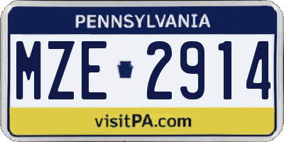 PA license plate MZE2914