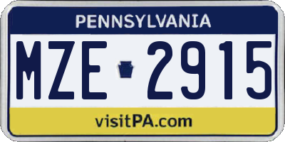 PA license plate MZE2915