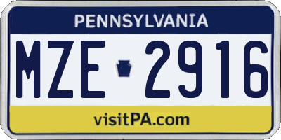 PA license plate MZE2916