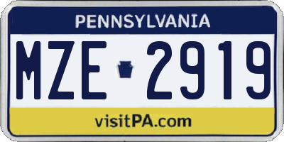 PA license plate MZE2919