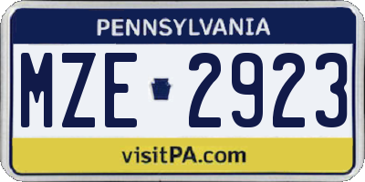 PA license plate MZE2923