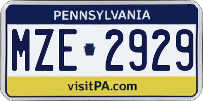 PA license plate MZE2929