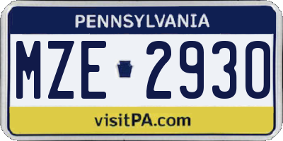 PA license plate MZE2930