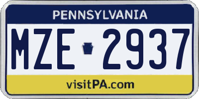 PA license plate MZE2937