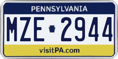 PA license plate MZE2944