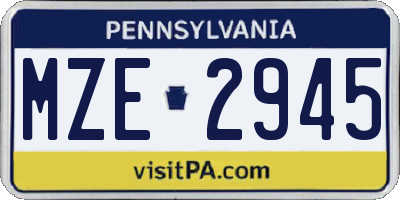 PA license plate MZE2945