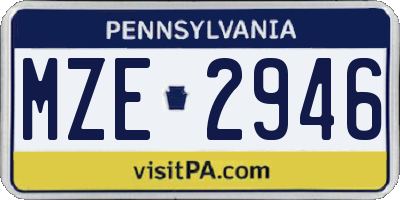 PA license plate MZE2946