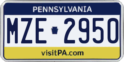 PA license plate MZE2950