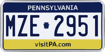 PA license plate MZE2951