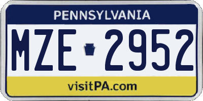 PA license plate MZE2952