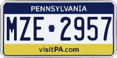 PA license plate MZE2957