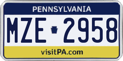 PA license plate MZE2958