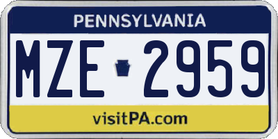 PA license plate MZE2959