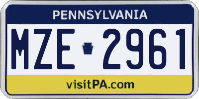 PA license plate MZE2961