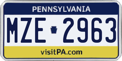 PA license plate MZE2963