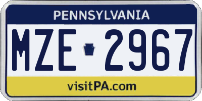 PA license plate MZE2967