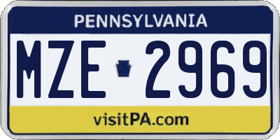 PA license plate MZE2969