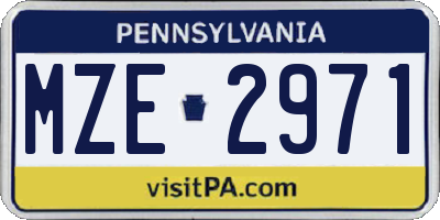 PA license plate MZE2971