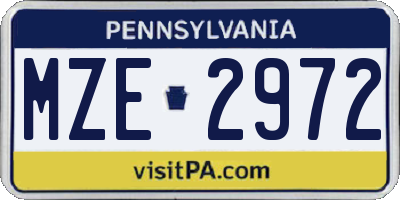 PA license plate MZE2972