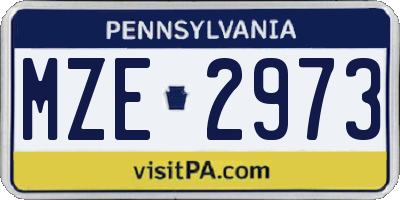 PA license plate MZE2973