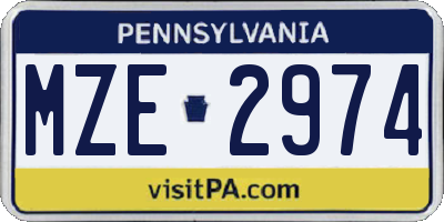 PA license plate MZE2974