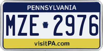 PA license plate MZE2976