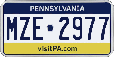 PA license plate MZE2977