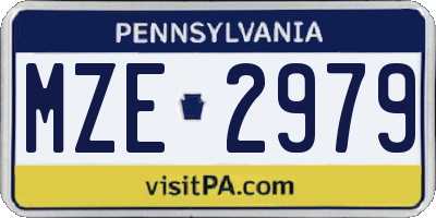 PA license plate MZE2979