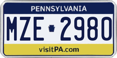 PA license plate MZE2980