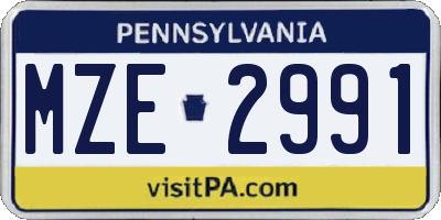 PA license plate MZE2991