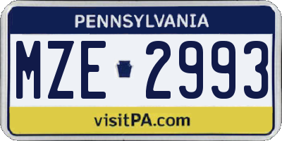 PA license plate MZE2993