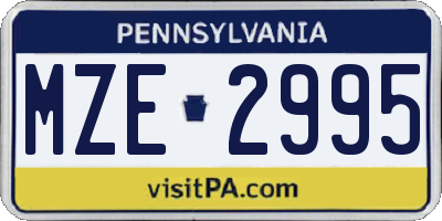 PA license plate MZE2995