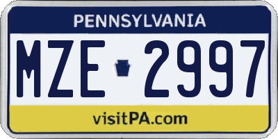 PA license plate MZE2997