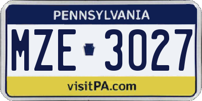 PA license plate MZE3027