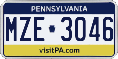 PA license plate MZE3046
