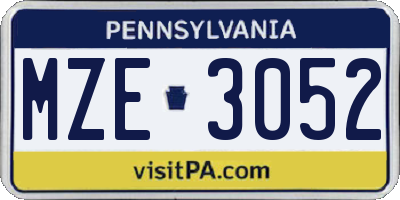 PA license plate MZE3052