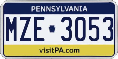 PA license plate MZE3053