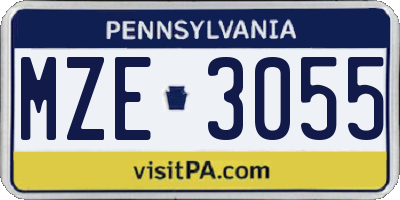 PA license plate MZE3055