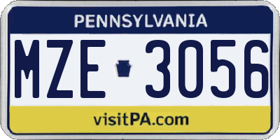 PA license plate MZE3056