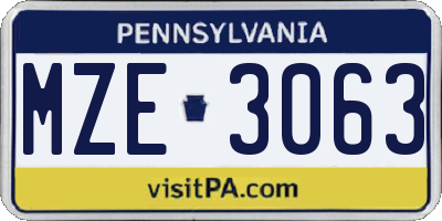 PA license plate MZE3063