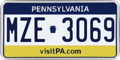 PA license plate MZE3069
