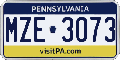 PA license plate MZE3073