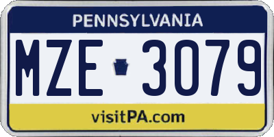 PA license plate MZE3079