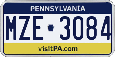 PA license plate MZE3084
