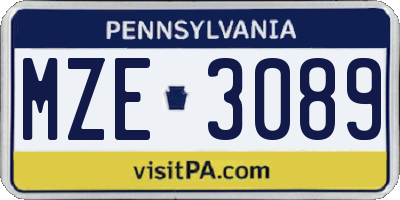 PA license plate MZE3089