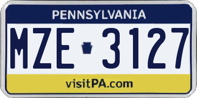 PA license plate MZE3127
